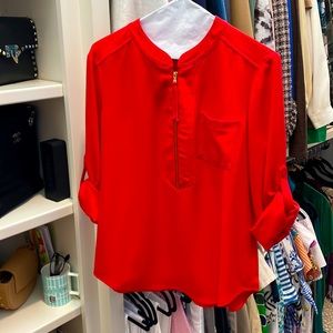 Trina Turk red zipper top- never worn